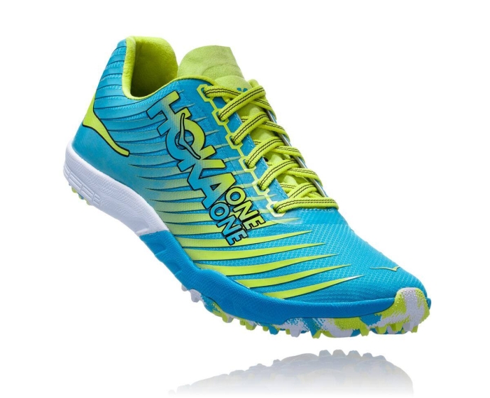 Hoka Piggsko Salg - HOKA ONE ONE EVO XC Spikeless Herre Blå/Grønn [NO-84XKAY]